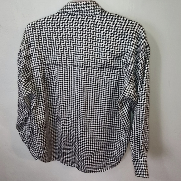 Vintage Houndstooth Silk Blouse Button Down Linda Hutton - Picture 2 of 6